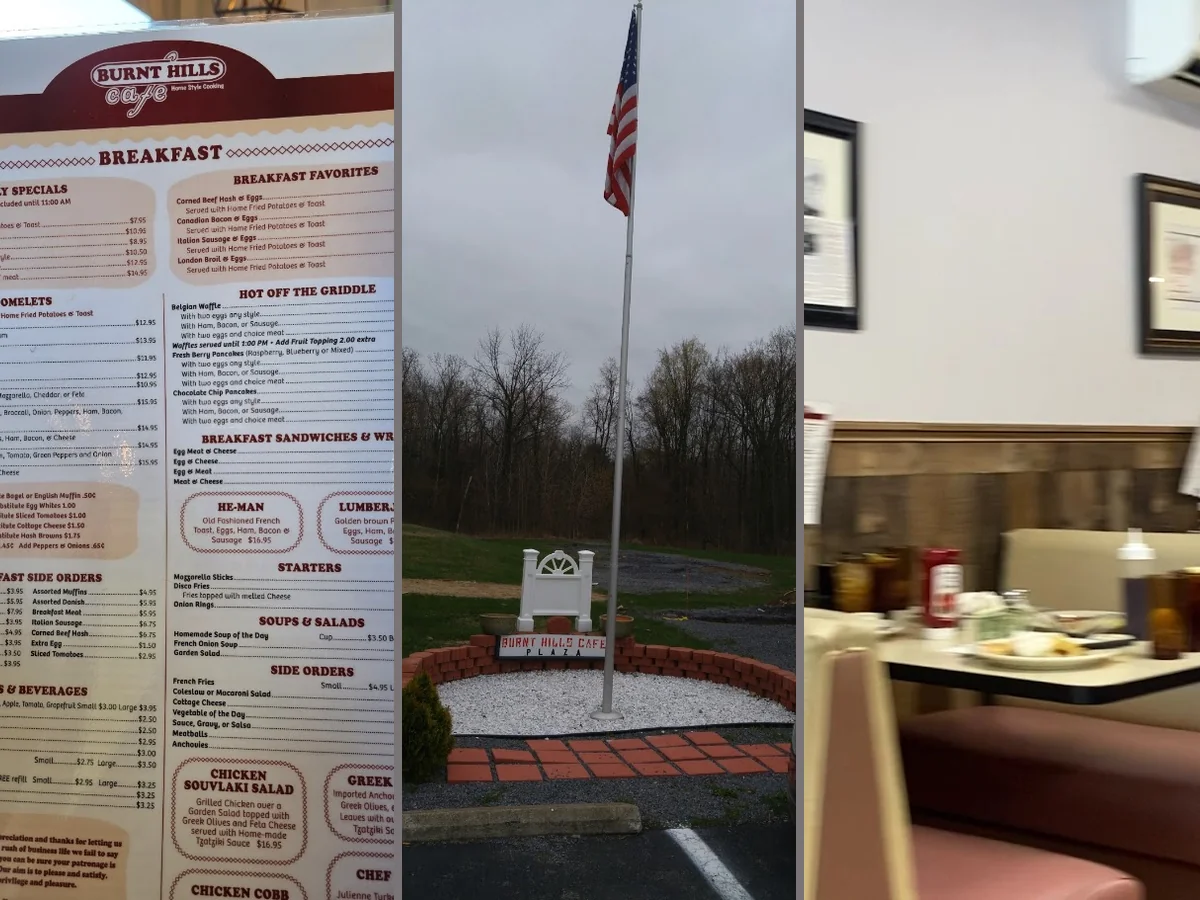 Counter seating inside a casual American restaurant