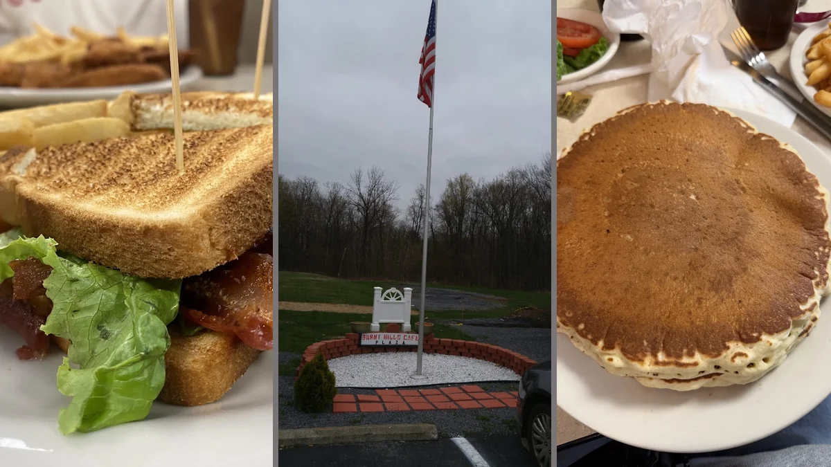 Cozy diner tables with bright breakfast plates